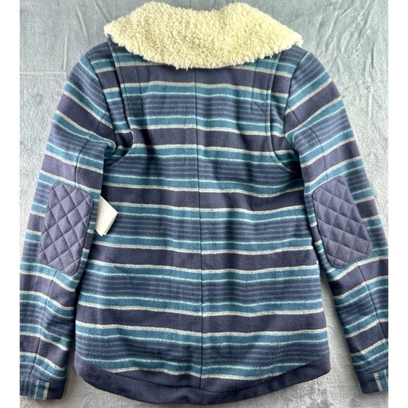 Hurley McKenzie Wool Button Up Sherpa Fleece Jacket Size Small Teal Navy $90 - Picture 2 of 12